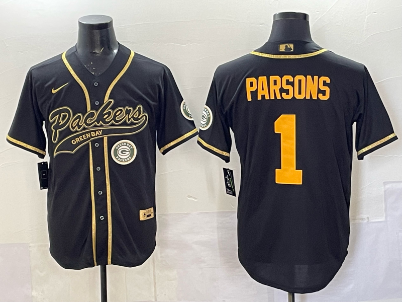 Men Green Bay Packers #1 Parsons black green Nike NFL 2025 jersey 06->green bay packers->NFL Jersey